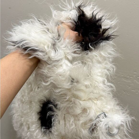 Natural Tigrado Curly Lamb Fur Tote/Handmade Shearling Top Handle Bag/Crossbody - Picture 12 of 16